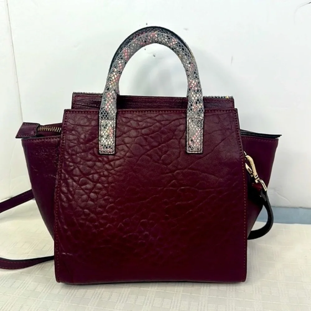 VITTORIA NAPOLI ITALY BAROK Maroon Red/Python Leather Shoulder Bag, $379